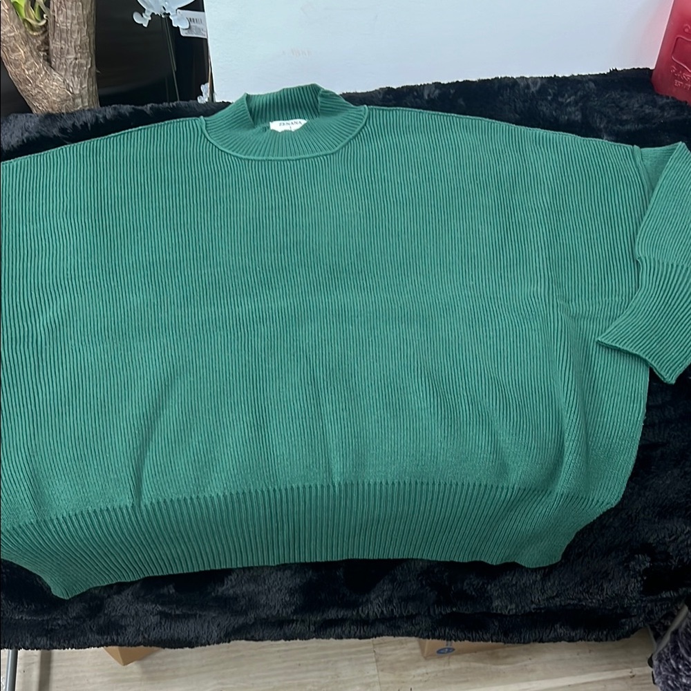Zenana Outfitters Green Crew Neck Sweater